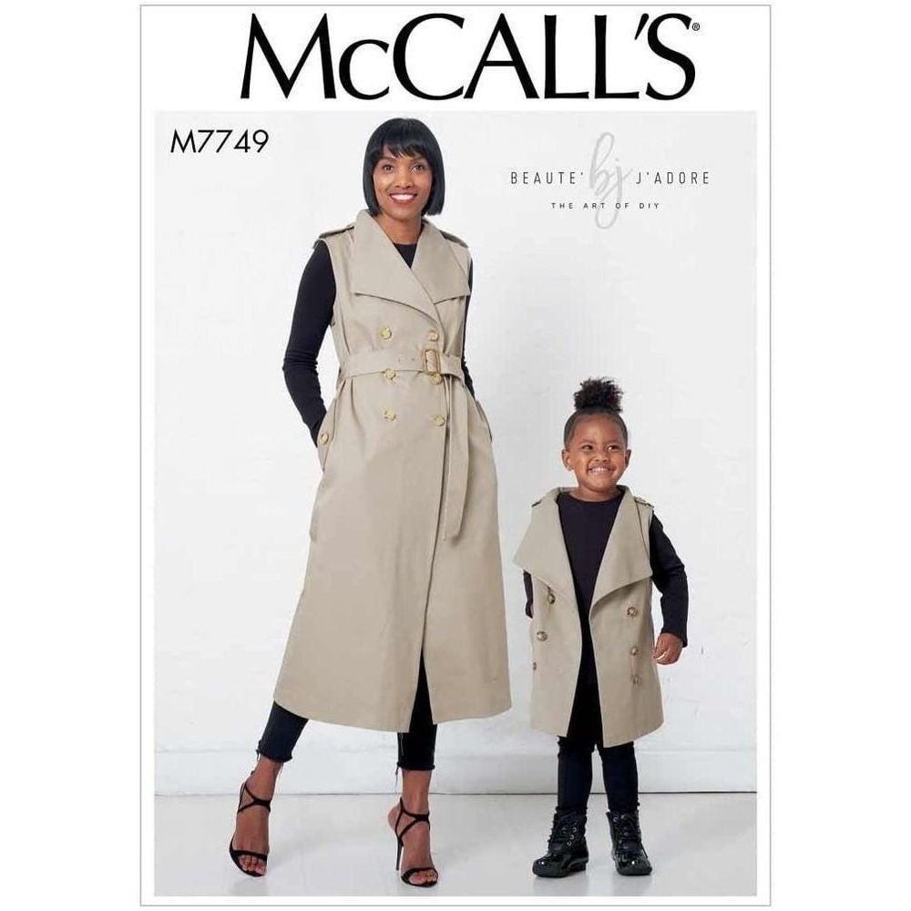 McCall's Sewing Pattern M7749 Misses S-XL Trench Dress Double Breasted Uncut FF